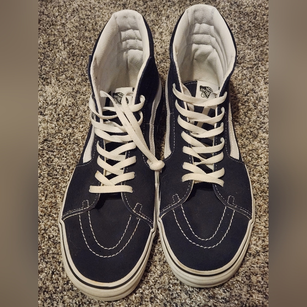 Vans Men's Black and White High-Top Sneakers